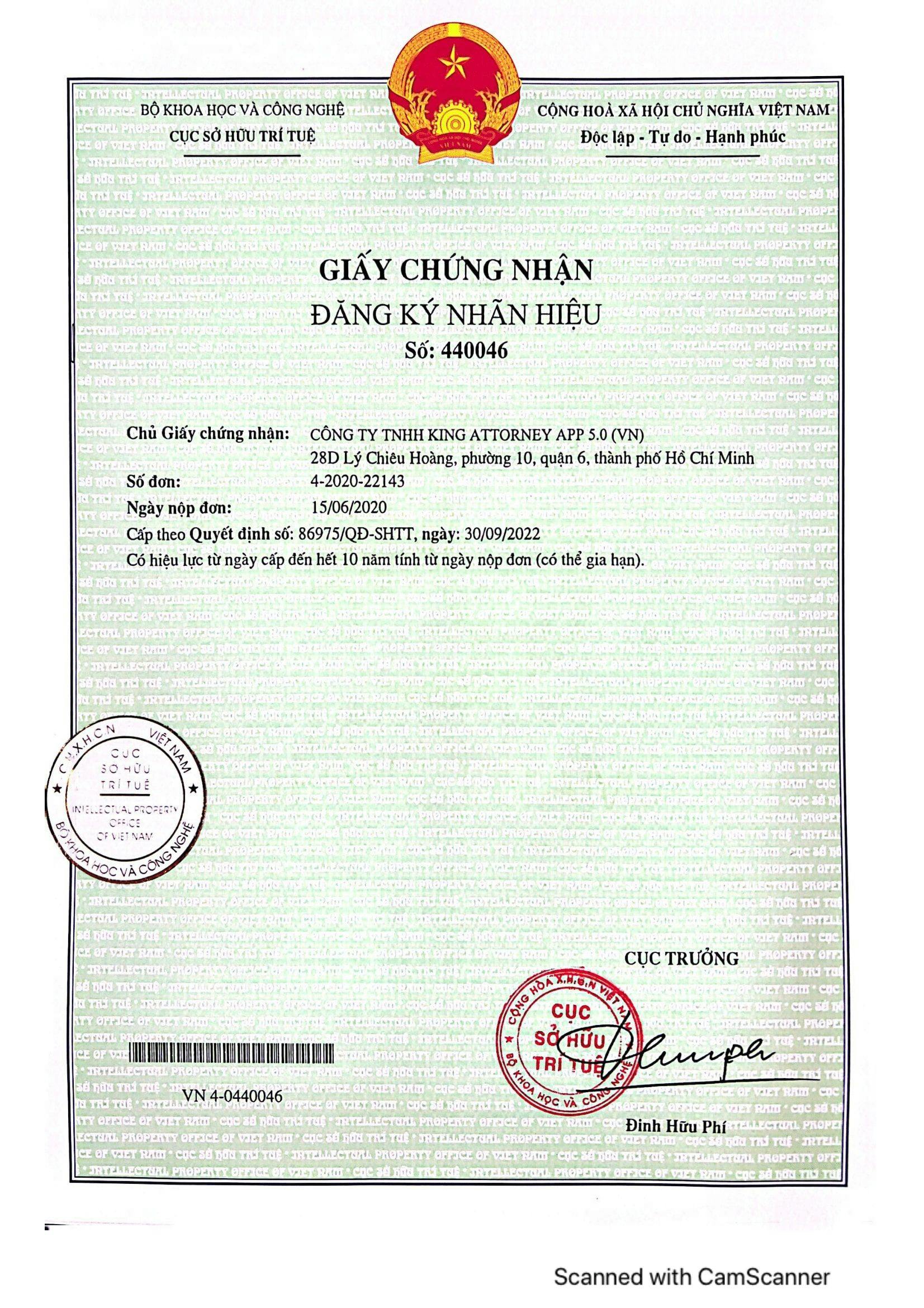 Chứng nhận cho Giấy đăng ký bảo hộ quyền sở hữu trí tuệ HỆ SINH THÁI KA