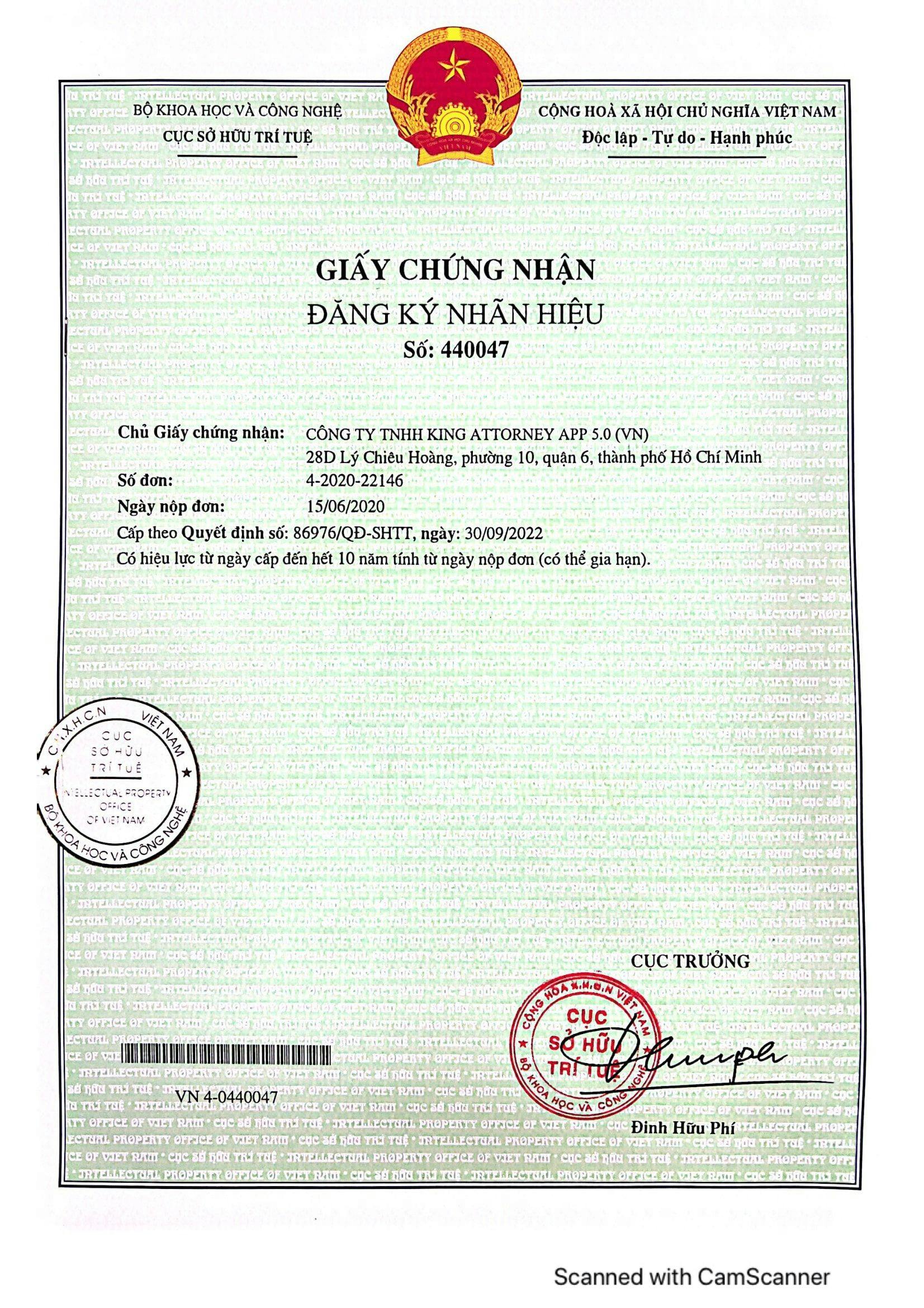 Chứng nhận cho Giấy đăng ký bảo hộ quyền sở hữu trí tuệ HỆ SINH THÁI KA