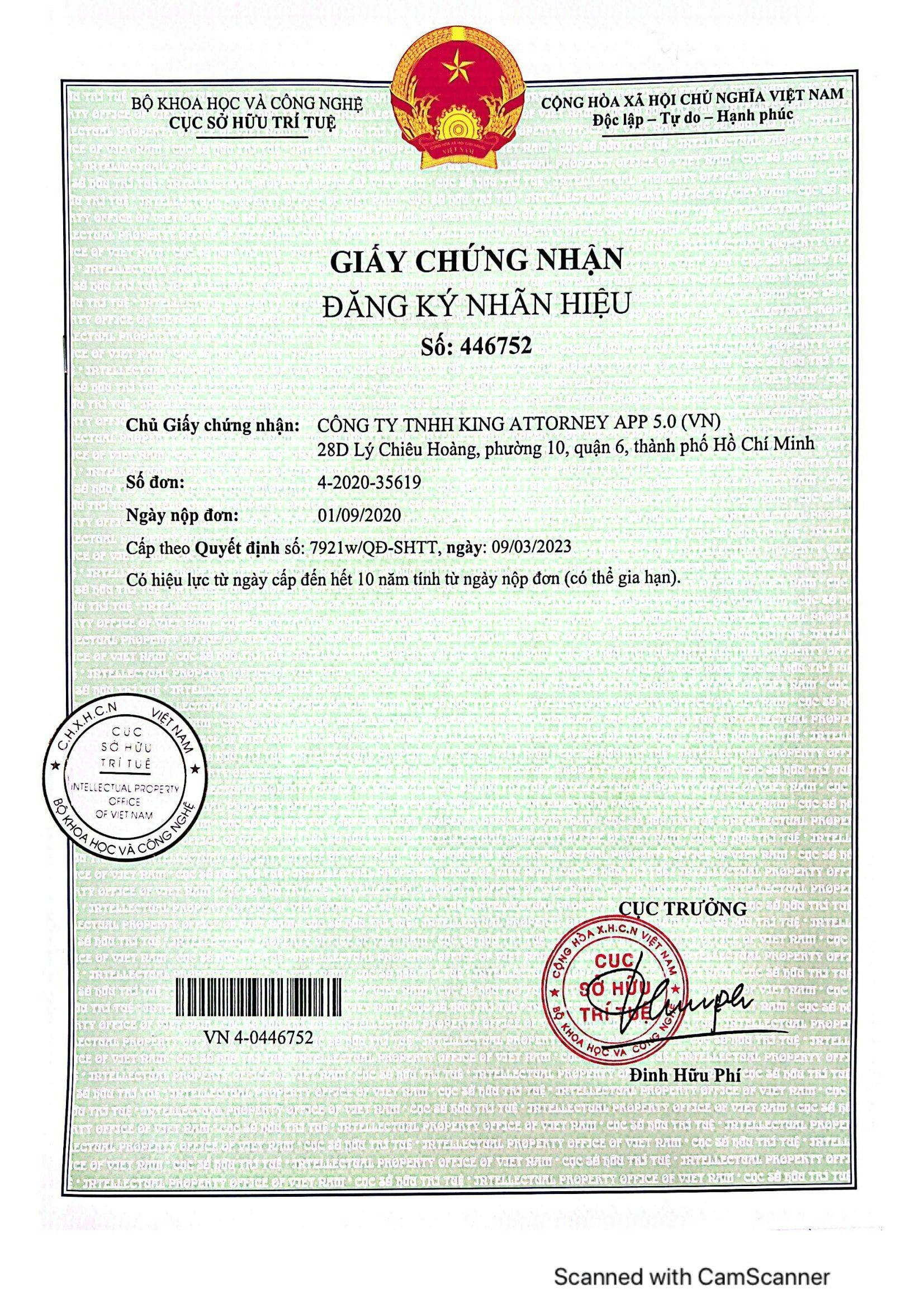 Chứng nhận cho Giấy đăng ký bảo hộ quyền sở hữu trí tuệ HỆ SINH THÁI KA